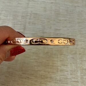 Coach Rose Gold Signature C Bangle Bracelet with Crystals